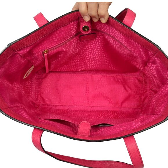 Kate Spade Bridge Place Pink Pebbled Leather X-Large Flamingo Bow Tote - Picture 4 of 12